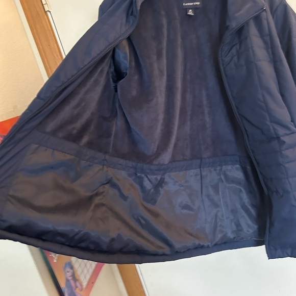 Lands and navy blue quilted puffer jacket ladies medium 10/12 - Picture 5 of 9